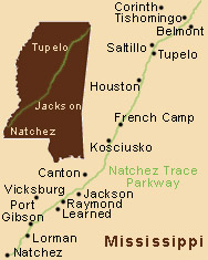 Mississippi Natchez Trace Bike Routes and Maps