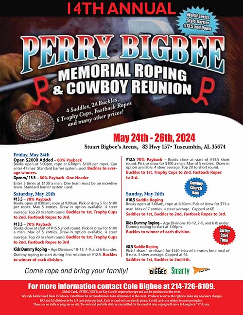 Perry Bigbee Memorial Roping & Cowboy Reunion - Tuscumbia, Alabama