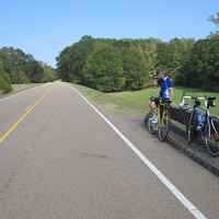 Mississippi - Cyclist taking a water break on the parkway near the Dean Stand site.