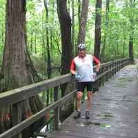 Mississippi - Cyclist photo op at Cypress Swamp