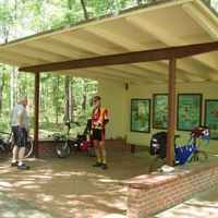 Mississippi - Cyclists taking a break at the Myrick Creek Exhibit Shelter.