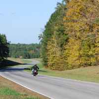 Motorcyclists enjoying a fall day around milepost 415.