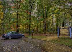 Parking area in early fall at Sunken Trace. 