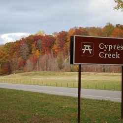 Fall foliage at Cypress Creek on the Natchez Trace Parkway.