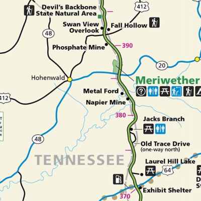 Hohenwald - Summertown, Tennessee Map - Natchez Trace Parkway